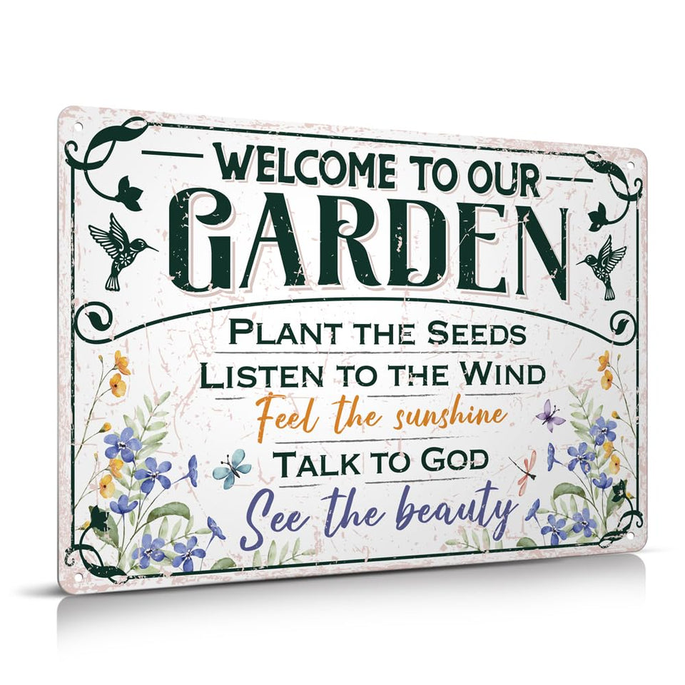 Moanlor Art Welcome to Our Garden sign, outdoor weatherproof decor
