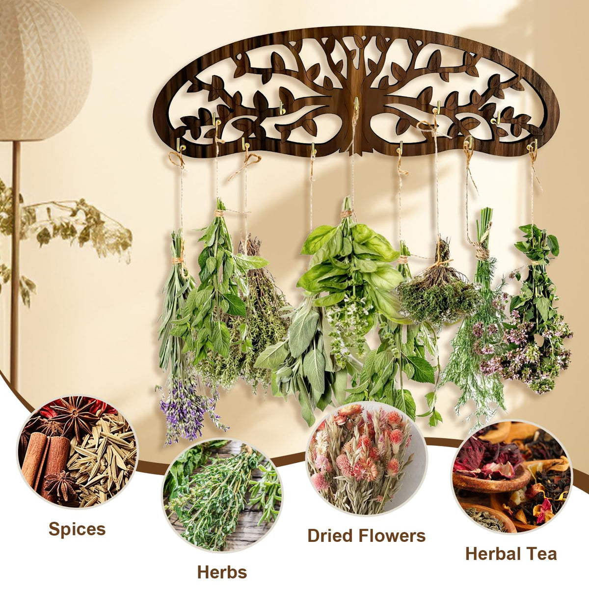 MOASIOP space-saving tree rack keeps herbs organized and accessible.