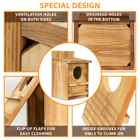 MOBYKE Screech Owl House circular opening detail for owl access