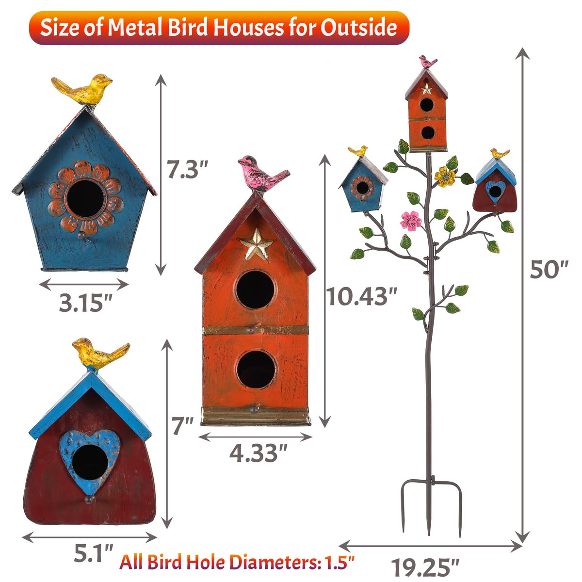 MOCOME 3D flowers and leaves on stake bird house enhances yard aesthetics.