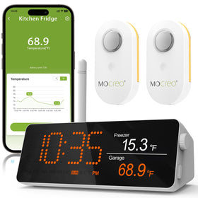 MOCREO H5Pro hub display showing real-time temperatures for quick monitoring.