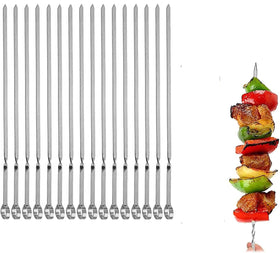 MOCUMEI metal skewers with flat blade ensure steady non-rotating grilling