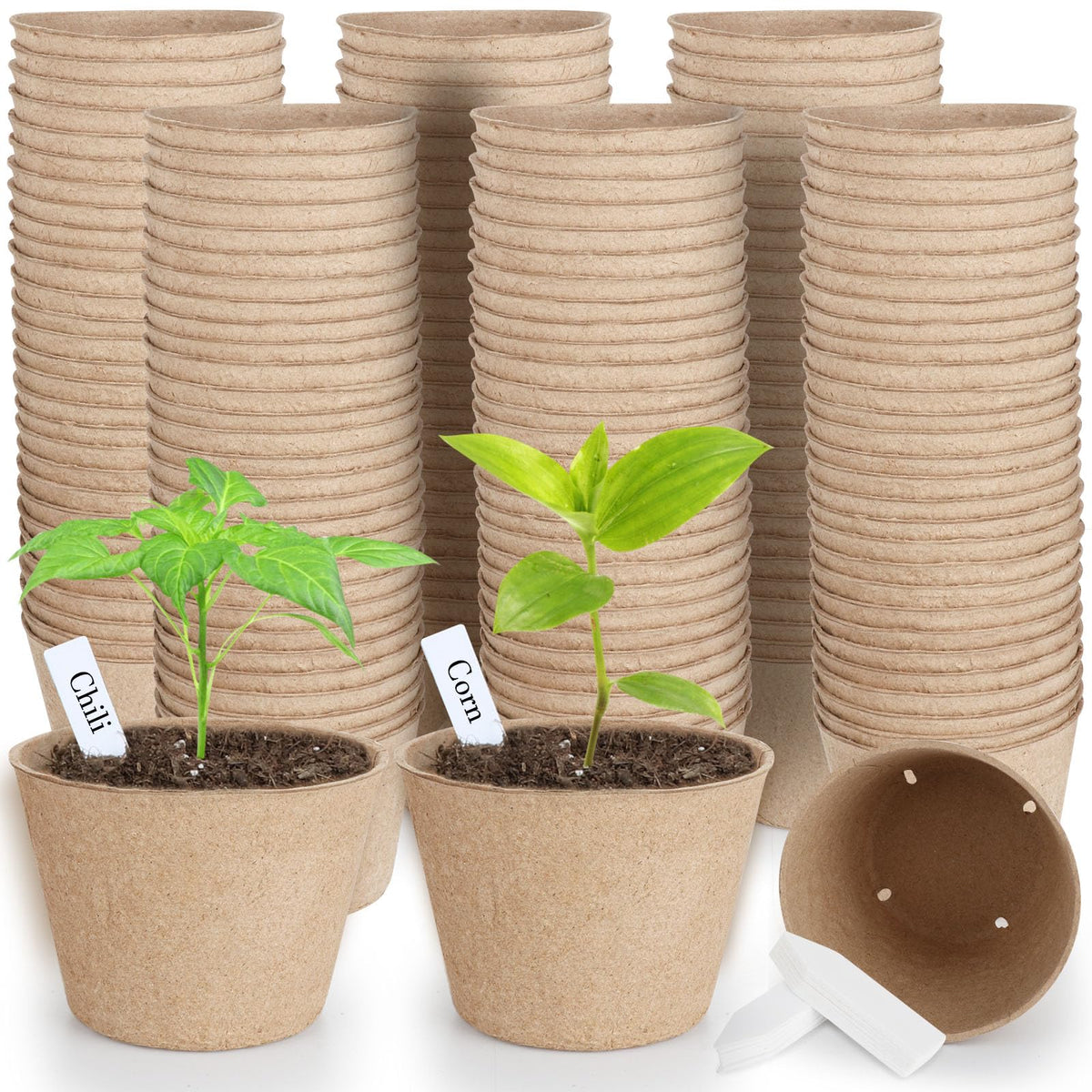 ModaSin 130-pcs organic peat pots kit for seed starting