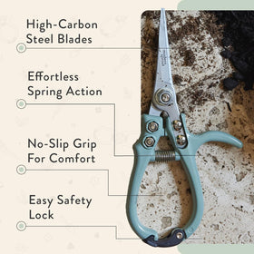 Modern Sprout ergonomic handle provides comfortable grip during pruning.