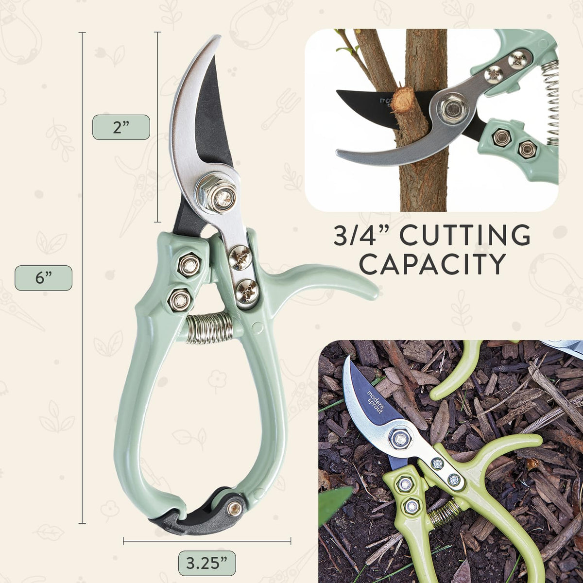 Modern Sprout rose-trimmer shows clean cuts on flowering stems.