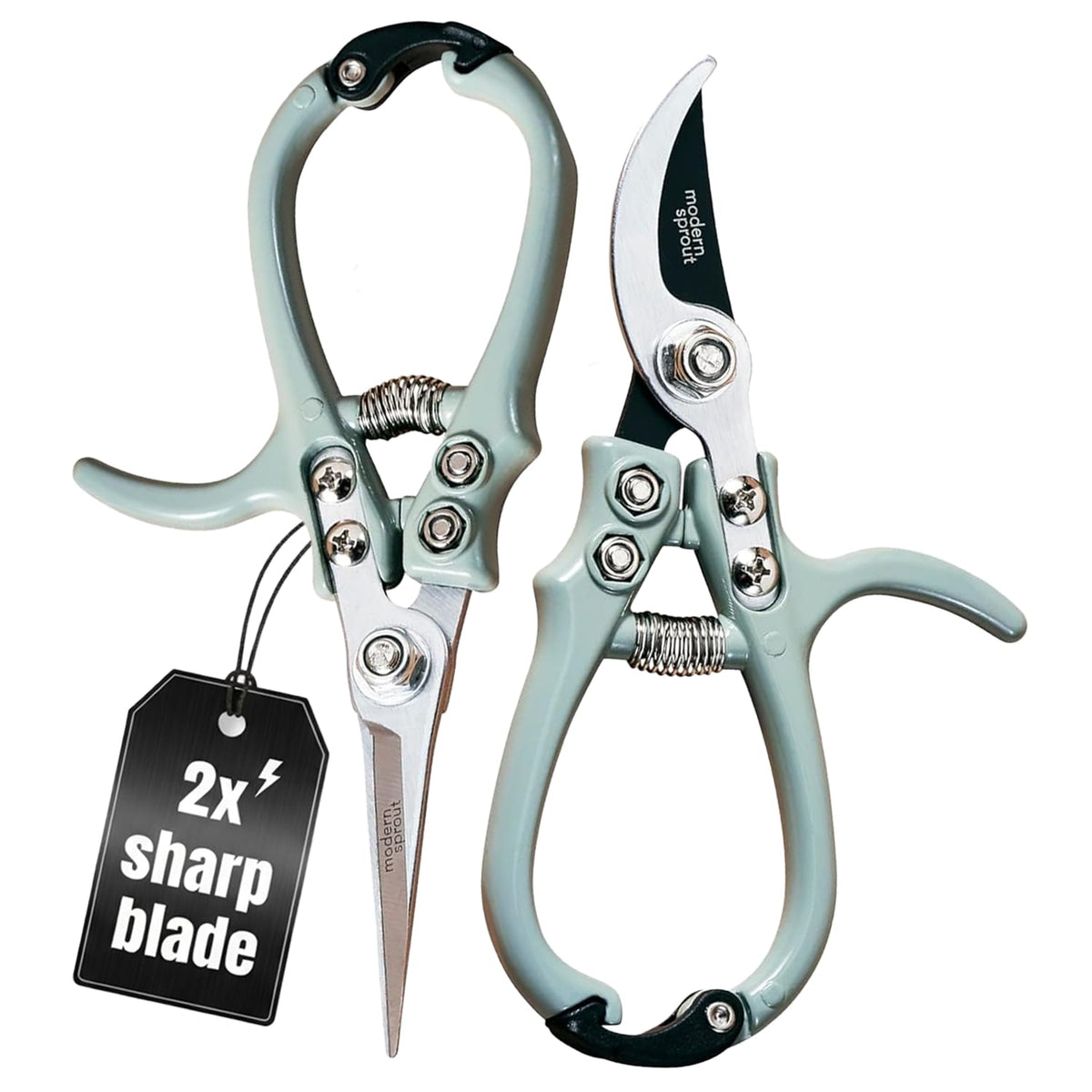 Modern Sprout pruner and shears set in Sage blister pack for versatile garden maintenance.