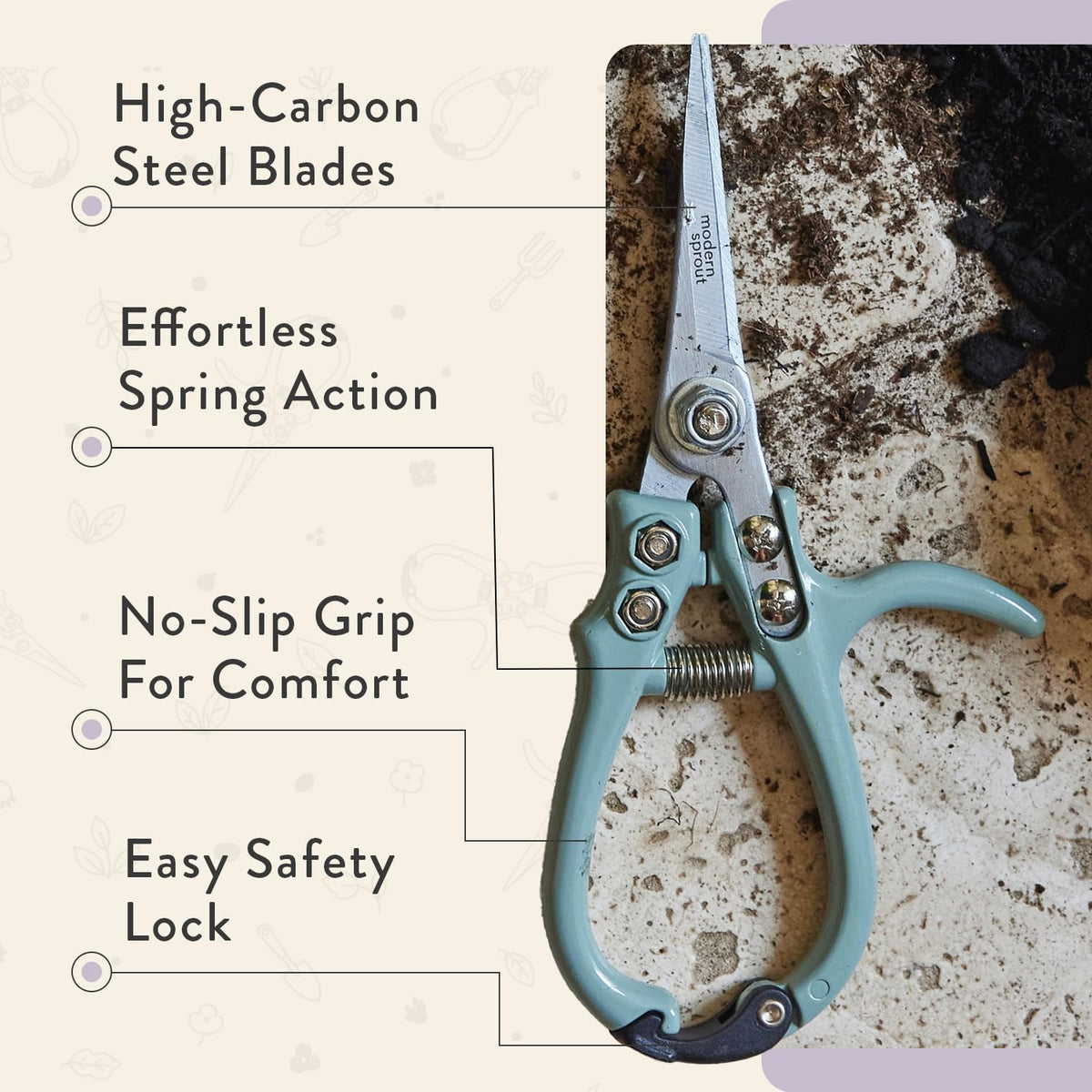 Modern Sprout pruning shears ergonomic grip handle for comfortable use