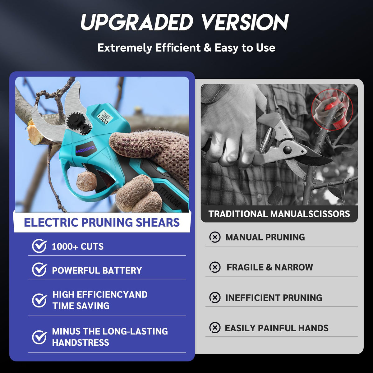 Modofo pruning shears cutting two sizes: 0.98 and up to 1.4 inches