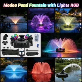 Modoo floating fountain pump assembly shown for easy installation and flexible positioning