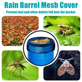 MODOSON rain barrel mesh cover adjustable drawstring secures lid in windy conditions.