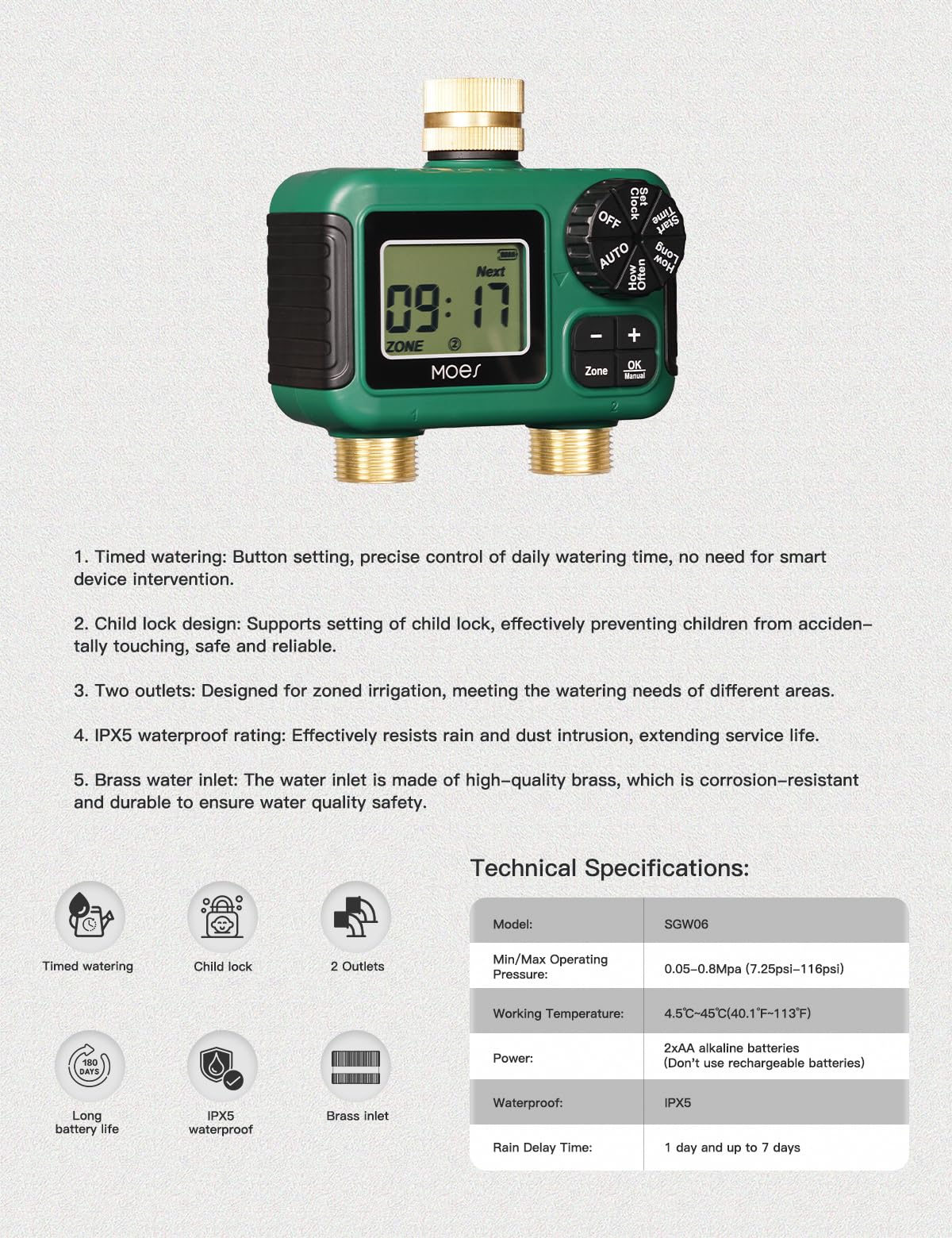 MOES dual-zone watering control enabling flexible garden irrigation