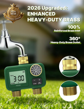 MOES water timer high-flow design preserves water pressure for full sprinkler coverage