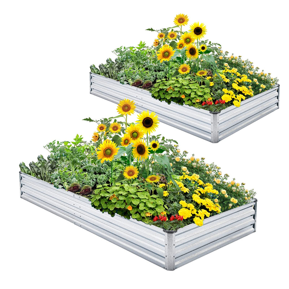 Mofesun galvanized raised garden bed 2-piece pack for flexible layout