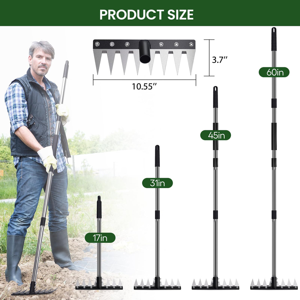 All-terrain effectiveness helps loosen compact soil and grab weeds across rocky yards.