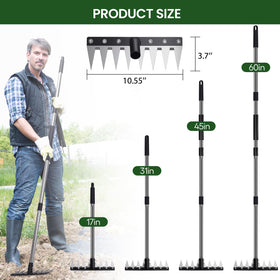 All-terrain effectiveness helps loosen compact soil and grab weeds across rocky yards.