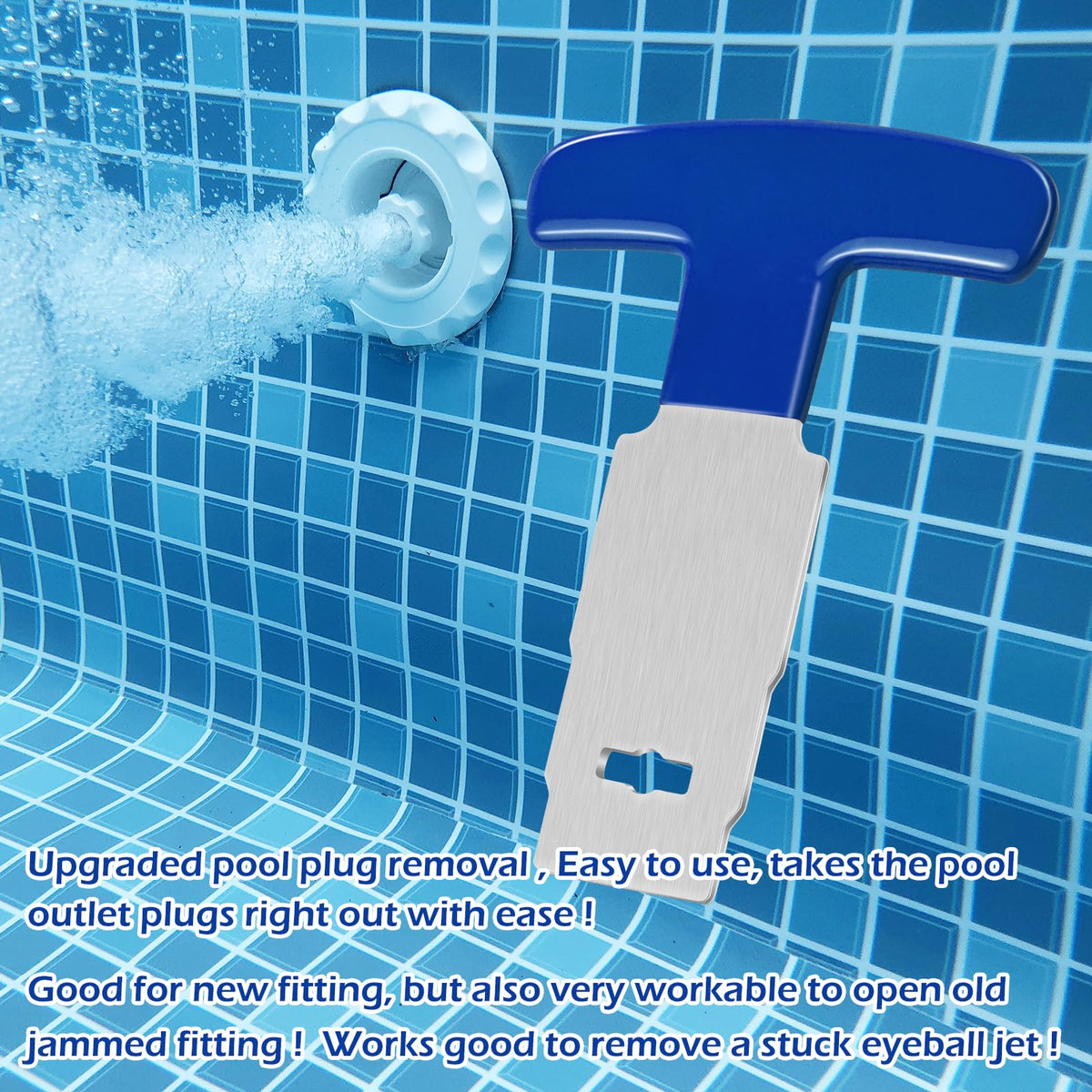 Mofuiry pool plug removal tool designed for above-ground pools and spas