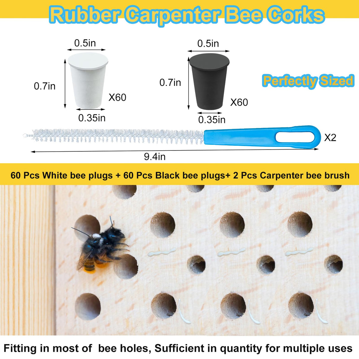Mofuiry black tapered bee hole plug for dark wood finishes
