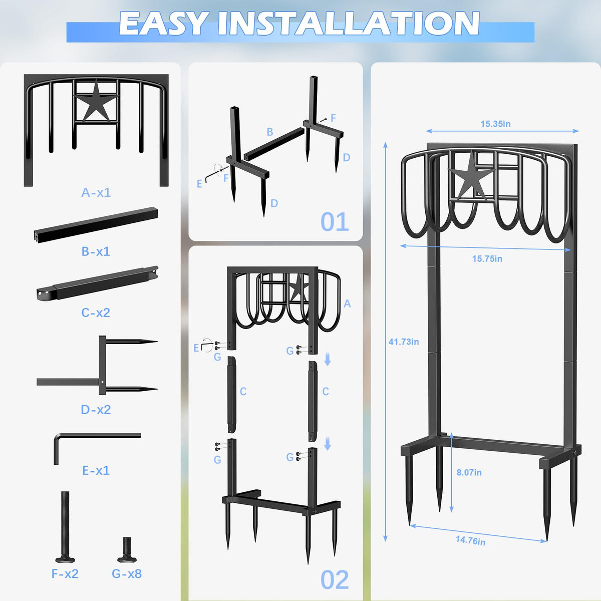 Mogaath black hose holder blends with outdoor decor while organizing your hose.