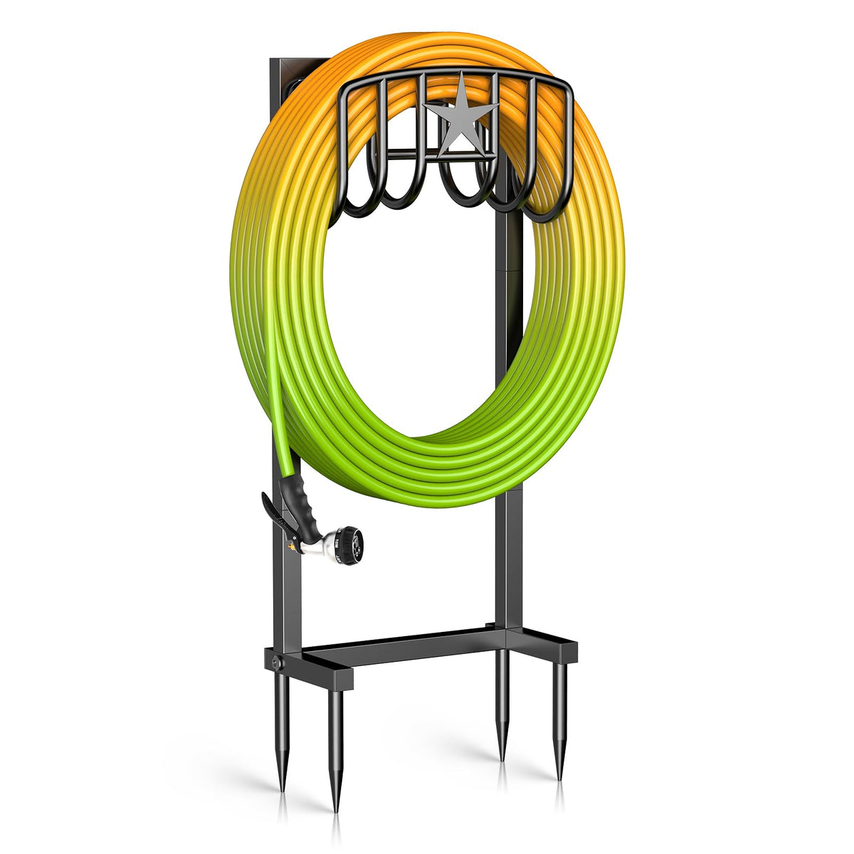 Mogaath garden hose holder with heavy-duty freestanding stand supports organized storage.