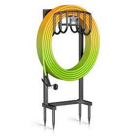 Mogaath garden hose holder with heavy-duty freestanding stand supports organized storage.