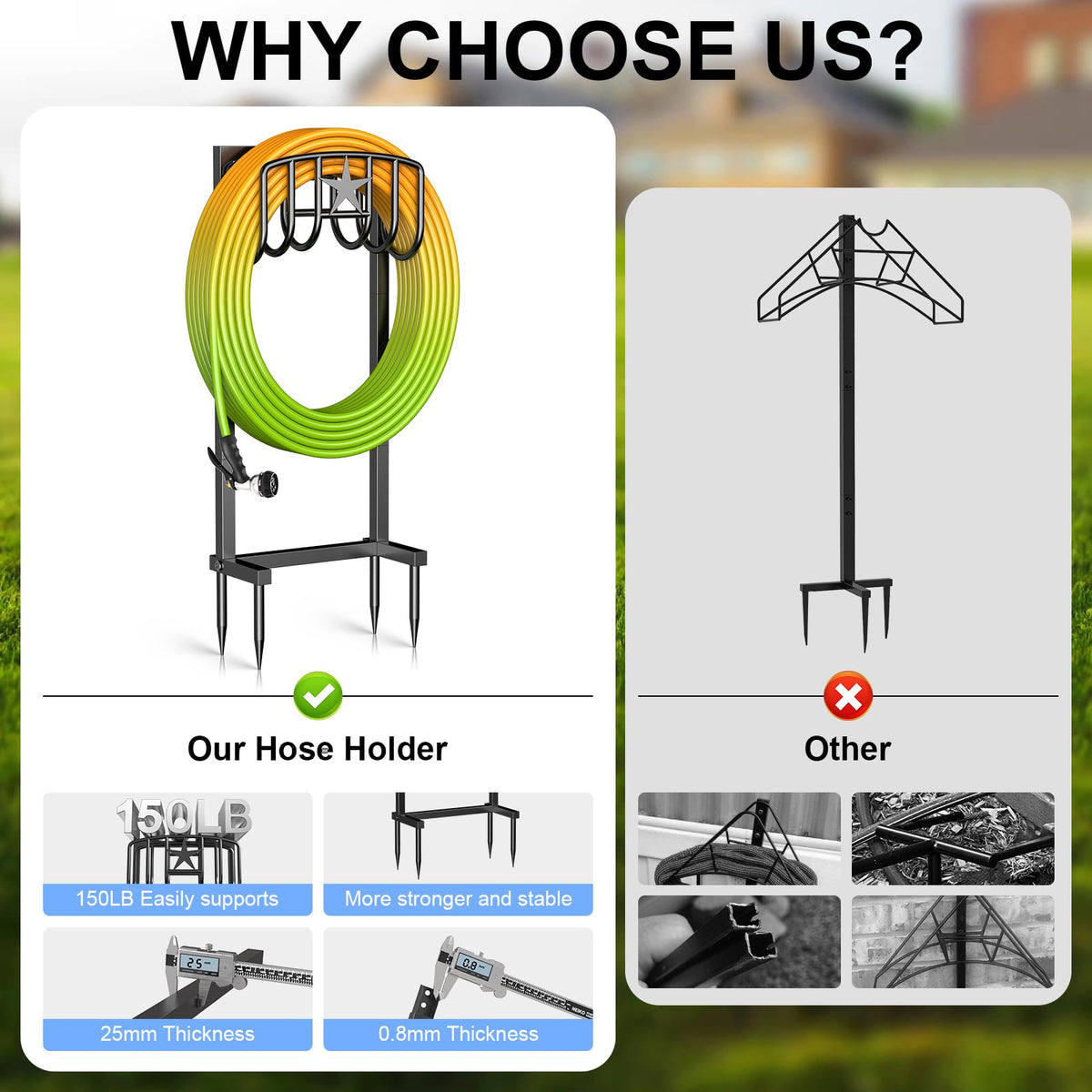 Mogaath outdoor hose storage stays detachable and movable for flexible garden organization.