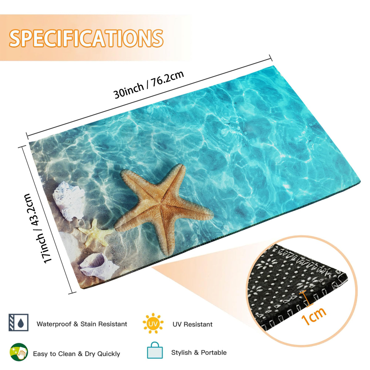 Mogifedc beach-themed door mat front view enhances curb appeal and indoor welcome