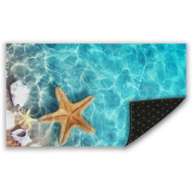 Mogifedc starfish seashell door mat close-up for a vibrant entrance and stylish decor