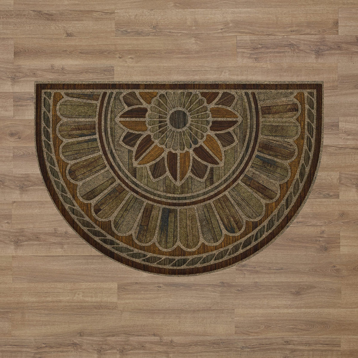Mohawk Home entryway doormat proudly made in USA with recycled rubber backing.