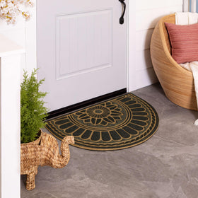 Mohawk Home Swirl Charcoal water-channeling feature protects floors from moisture.