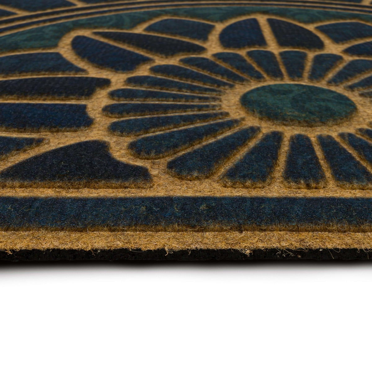 Mohawk Home Swirl Denim Blue entryway setup blending style with utility