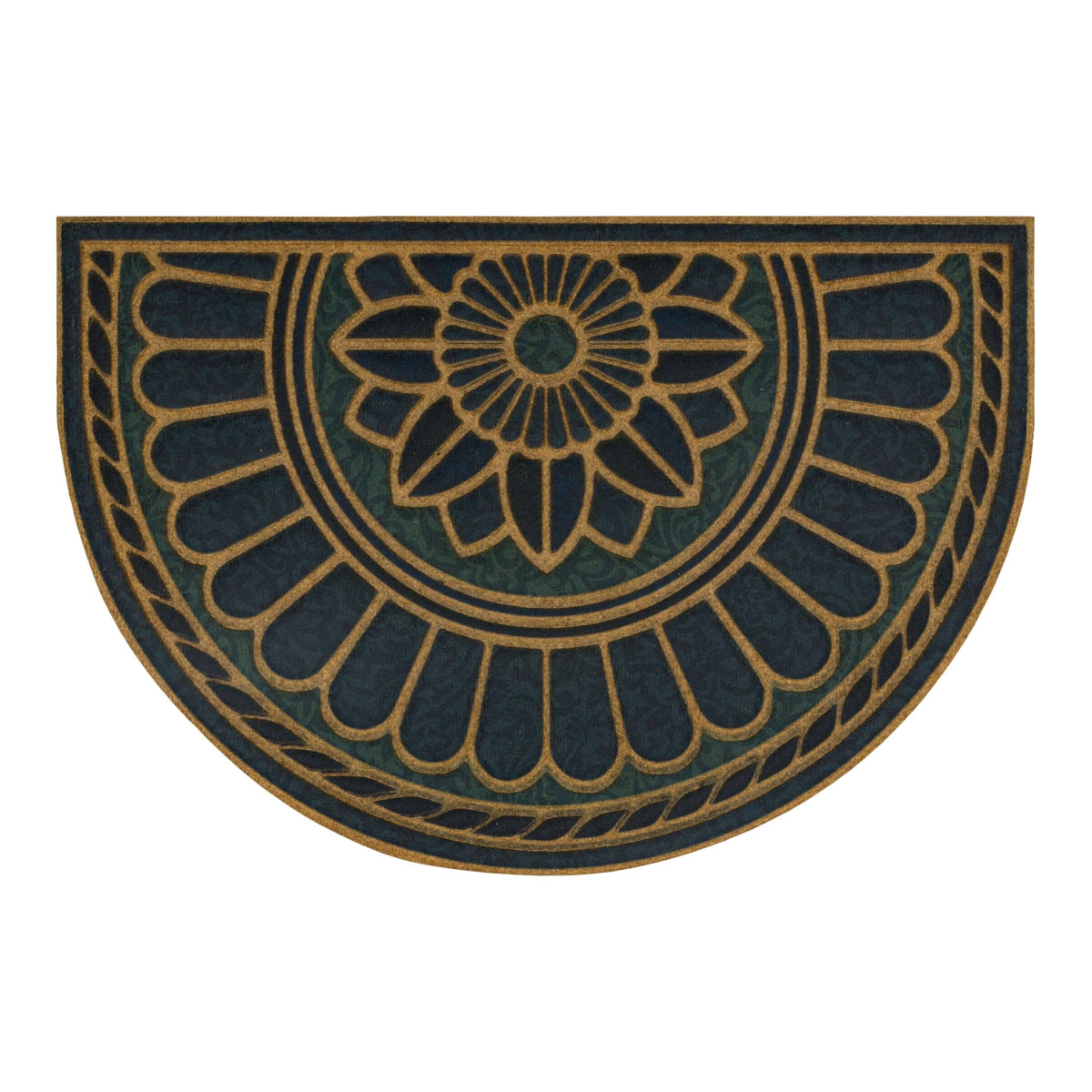 Mohawk Home Swirl Denim Blue door mat front view showing all-weather durability and traction