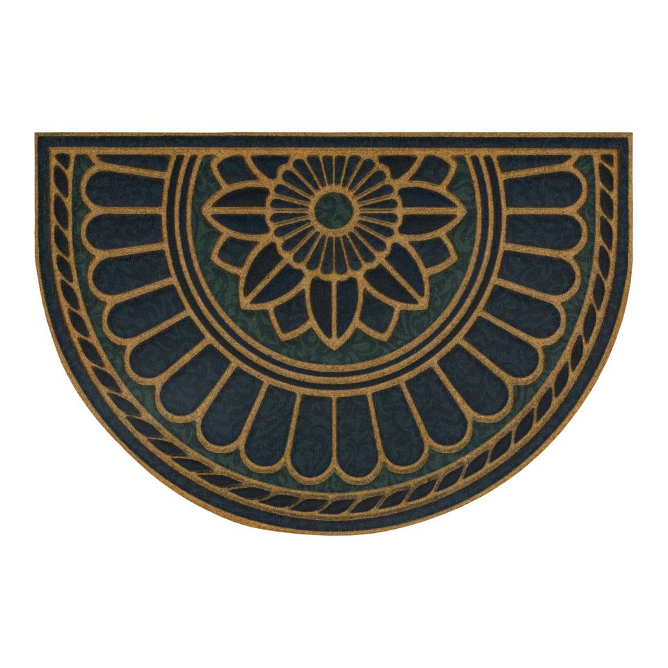 Mohawk Home Swirl Denim Blue door mat front view showing all-weather durability and traction