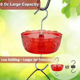 Moinmoly red vintage ant moat bowl protecting nectar with decorative appeal