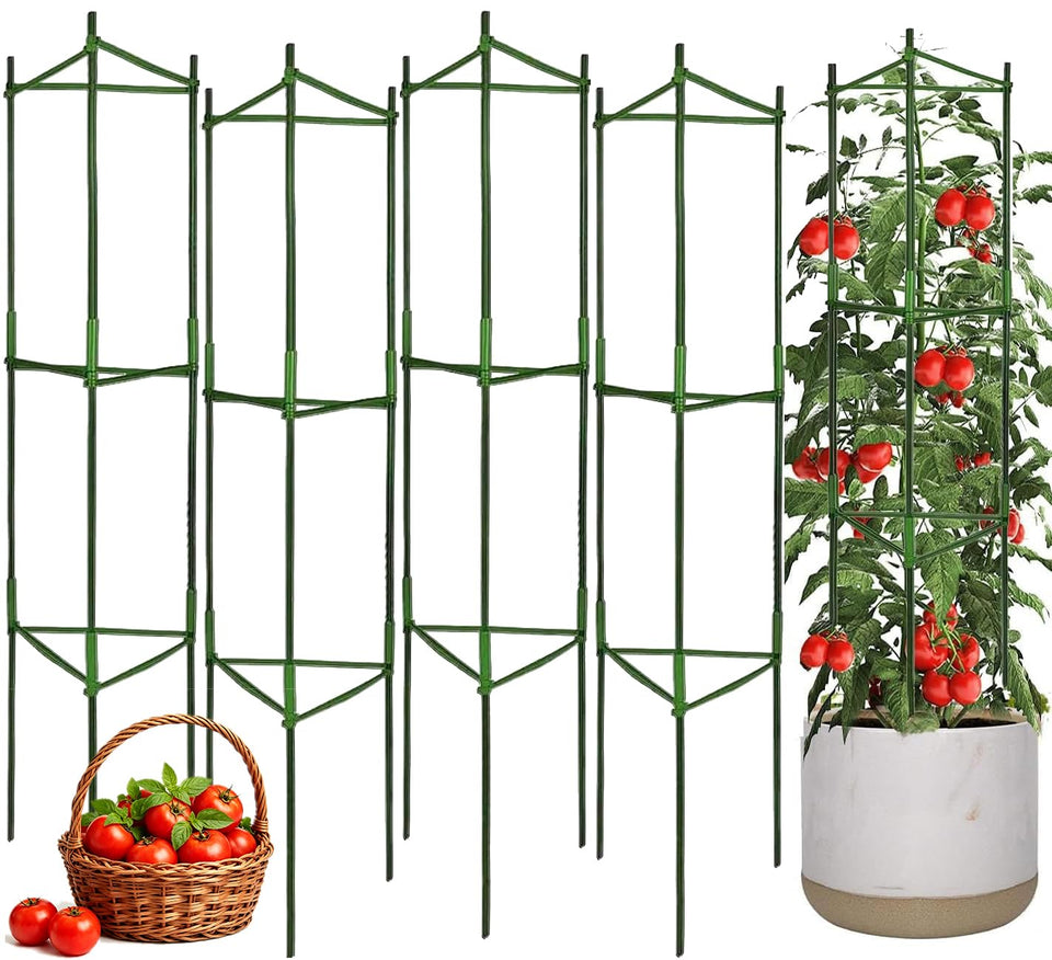 Moirsunt tomato cage assembly shows sturdy, easy setup for garden rows.