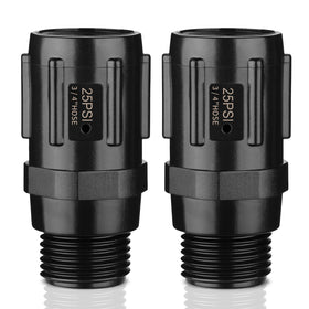 Moistenland 25psi pressure regulator closeup on compact ABS body for drip systems.