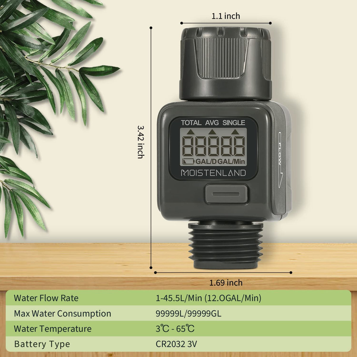 360-degree rotational connector helps flexible placement during watering, irrigation, or rinsing.