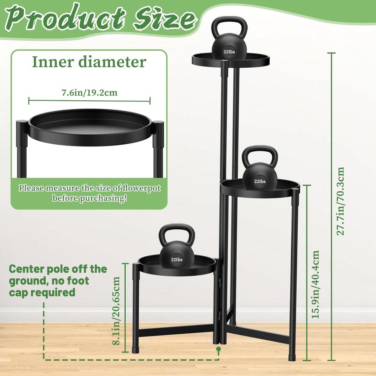 MOKANI indoor outdoor plant stand provides stable base for corners and balconies.