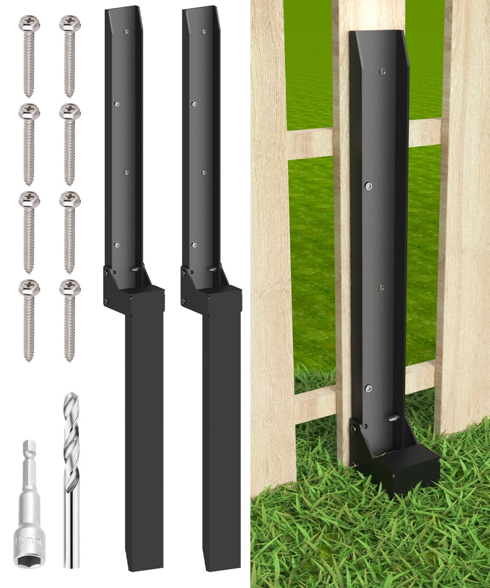 Mokeyder fence post anchor kit ground-stake installation stabilizing wooden fence posts