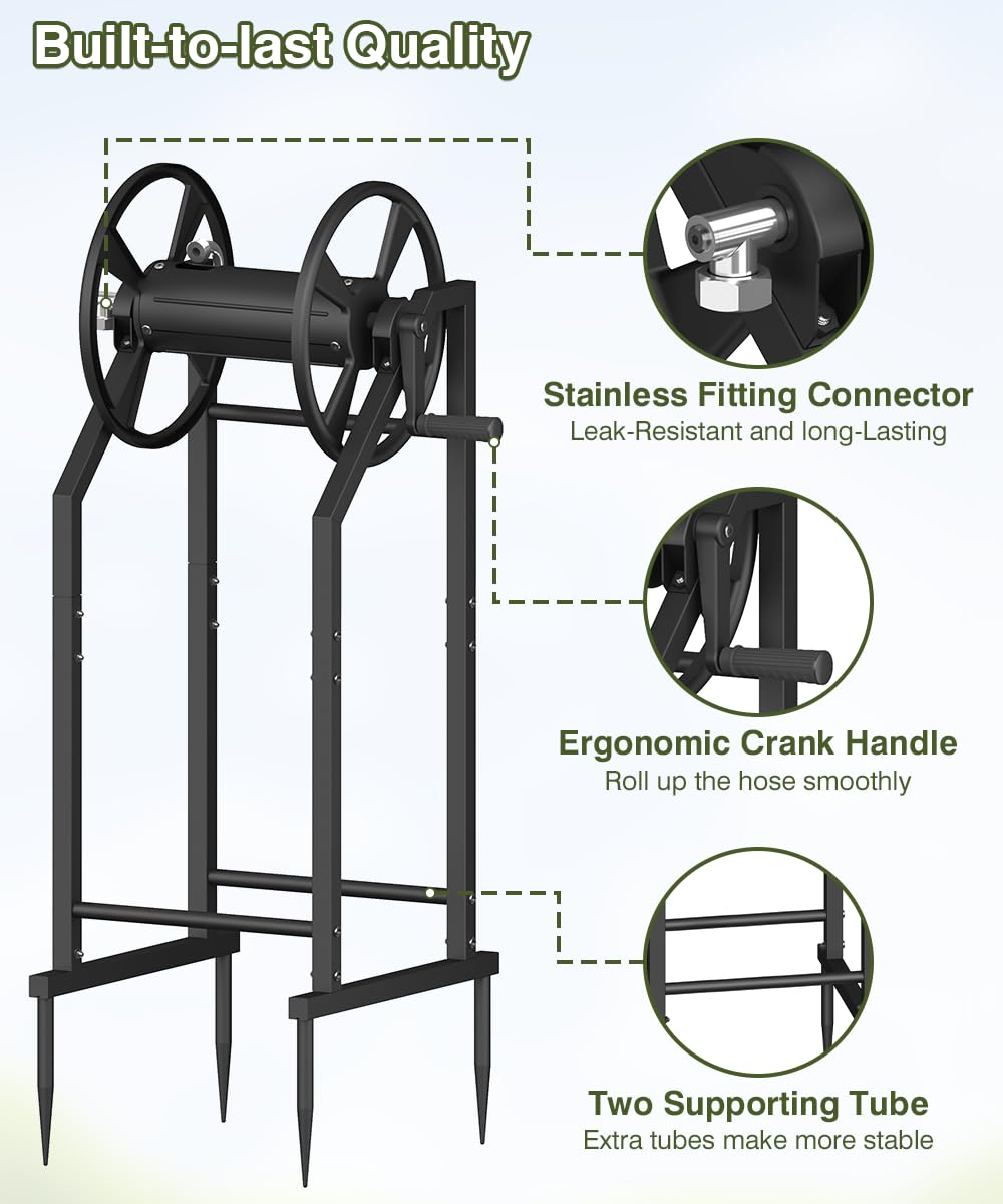 Mokeyder stable stand supports up to 150 ft hose for tidy yards