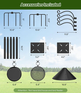 MoKo bird feeder pole four-hook design supports decorations.