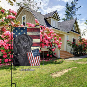 MOLAIGIN Labrador July flag adds festive curb appeal to deck or veranda.