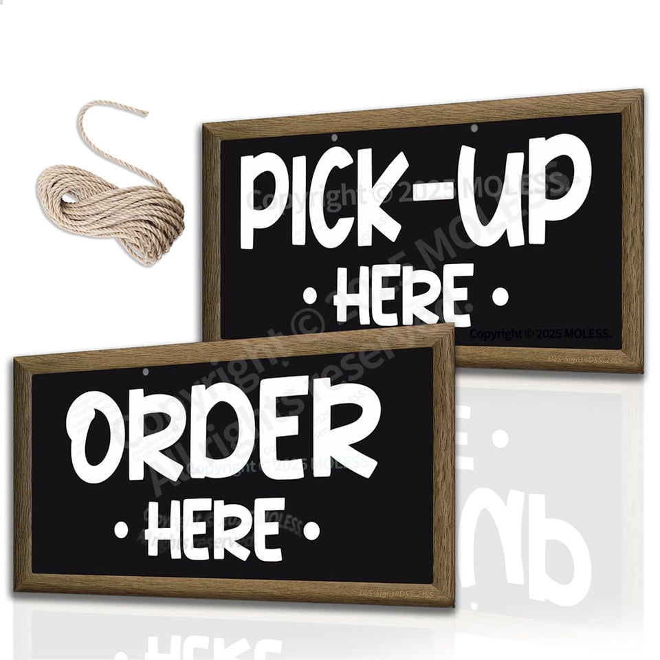 MOLESS 12x6 order pickup sign clearly marks 'Order Here' for faster service.