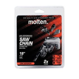 Molten EGO 18-inch chain two-pack for durable cutting performance.