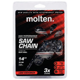 Molten Milwaukee 14in top-handle chain 3-pack ready for fast field swaps.