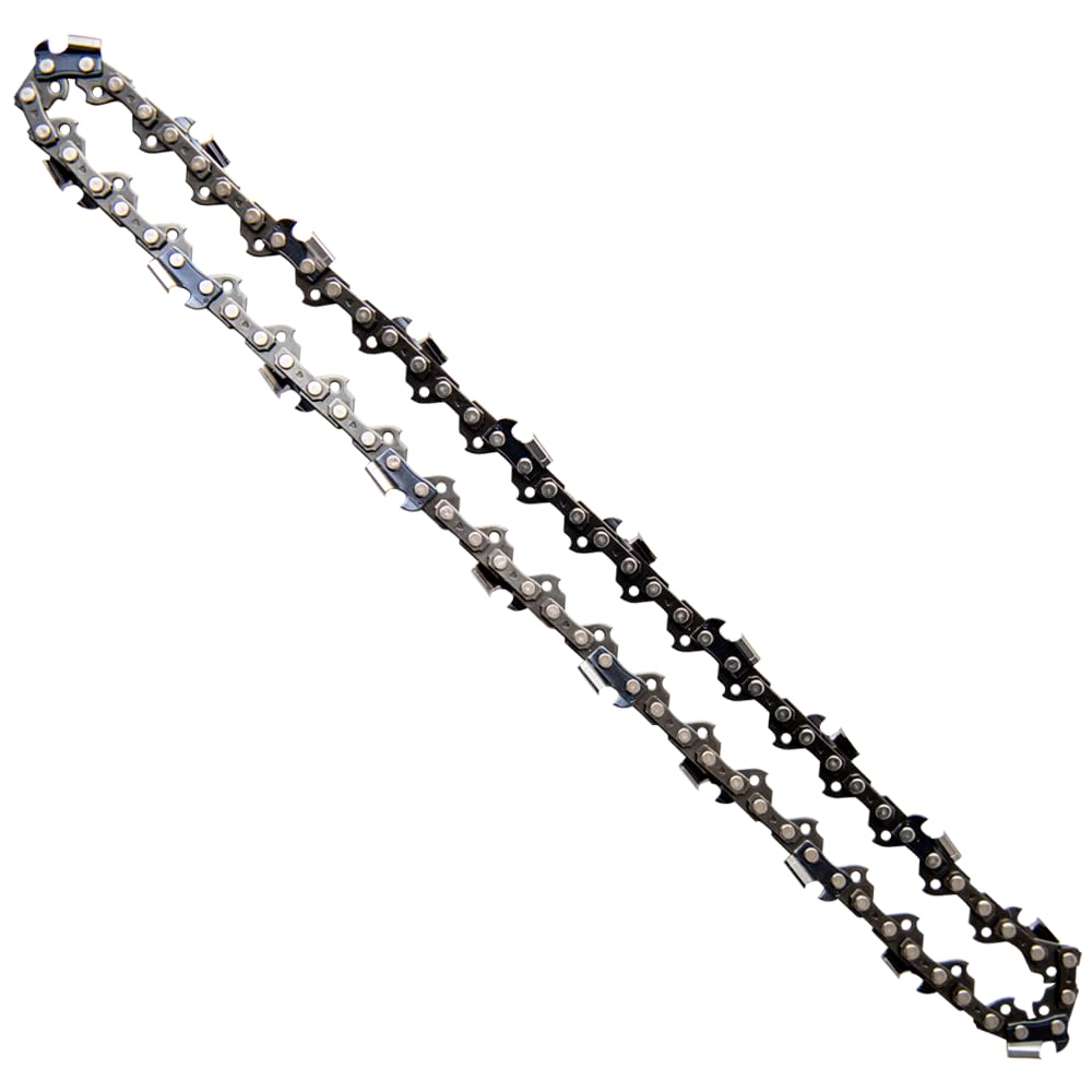 Molten chain in use cutting a branch with clean bite.