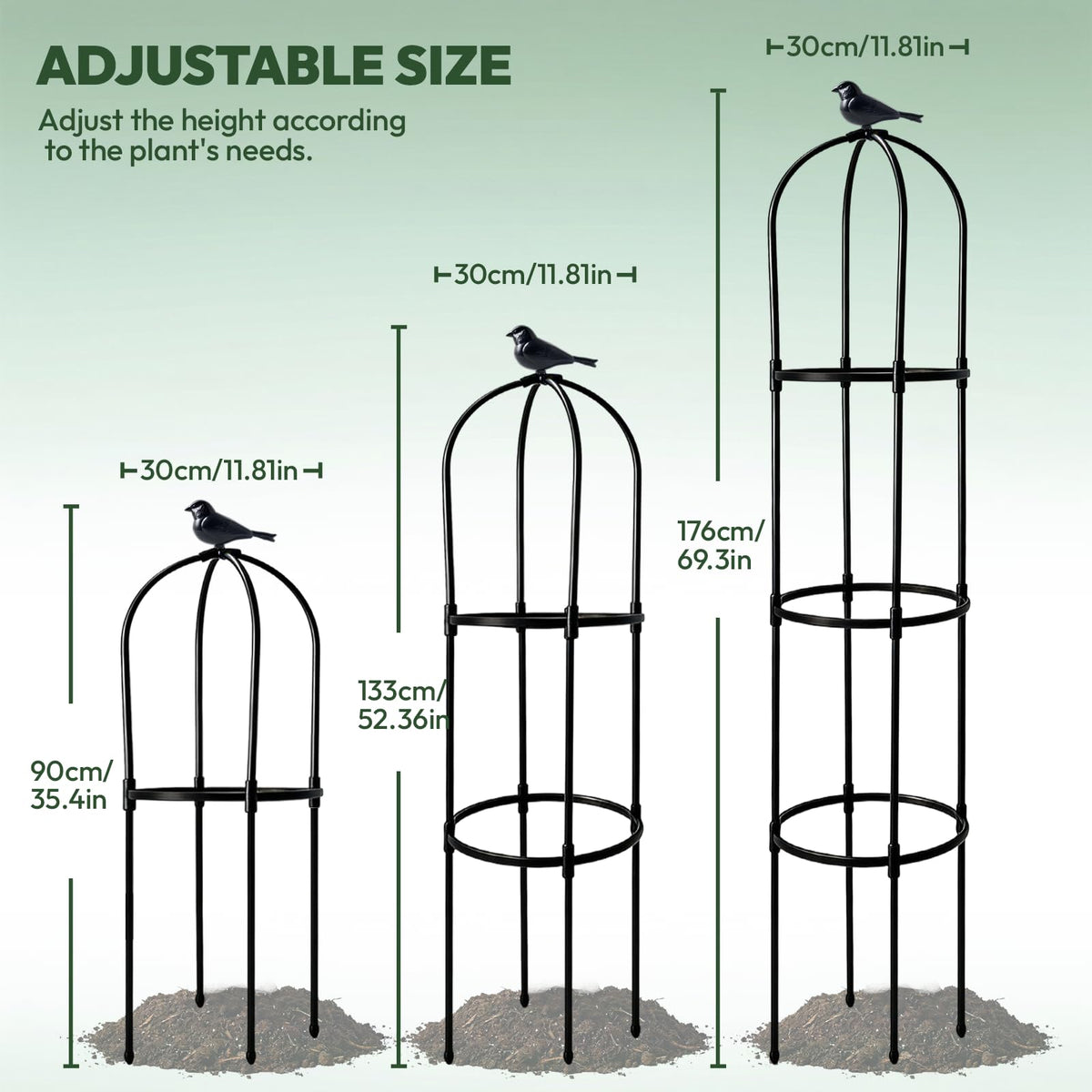 Durable steel-core, plastic-coated trellis resists sun and rain for lasting use