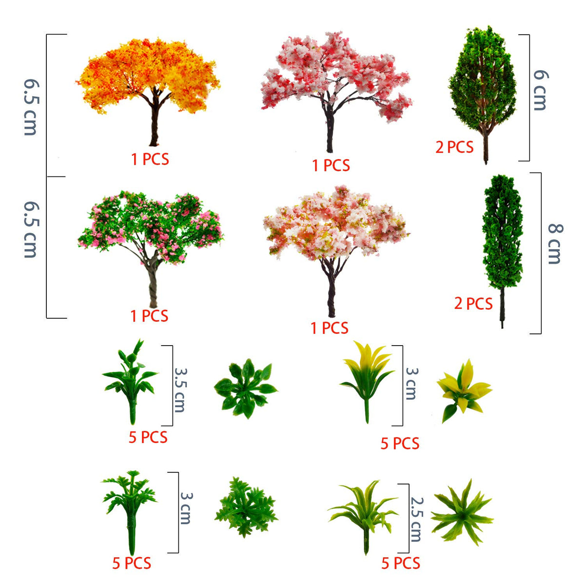 MOMOONNON 1-3 inch trees for dioramas and dollhouse scales