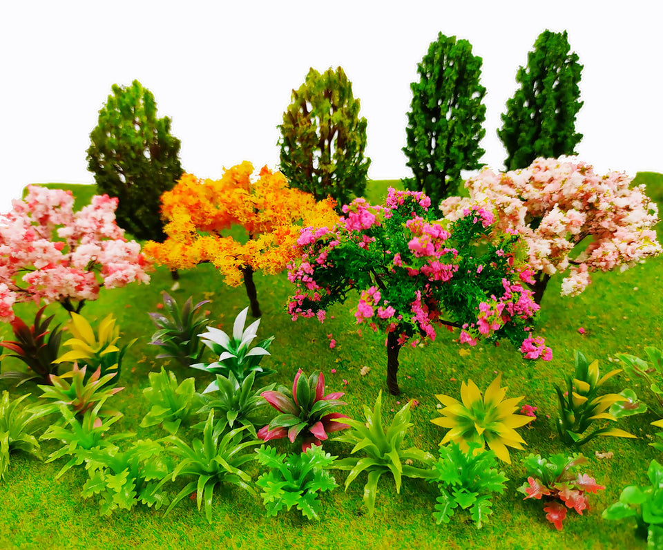 MOMOONNON 28-piece miniature garden trees for DIY landscapes and fairy garden displays