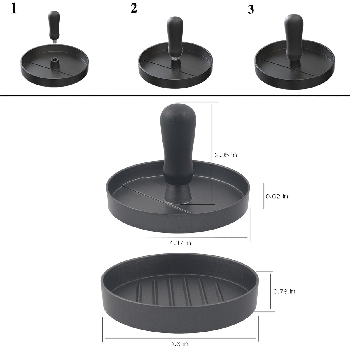 MoMoxi burger press non-stick surface helps patties release cleanly.