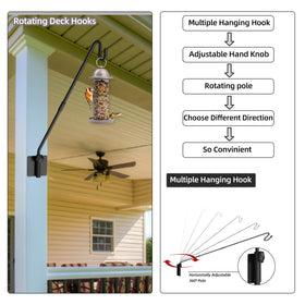 Monalife bird feeder hanger in use on a railing for easy viewing